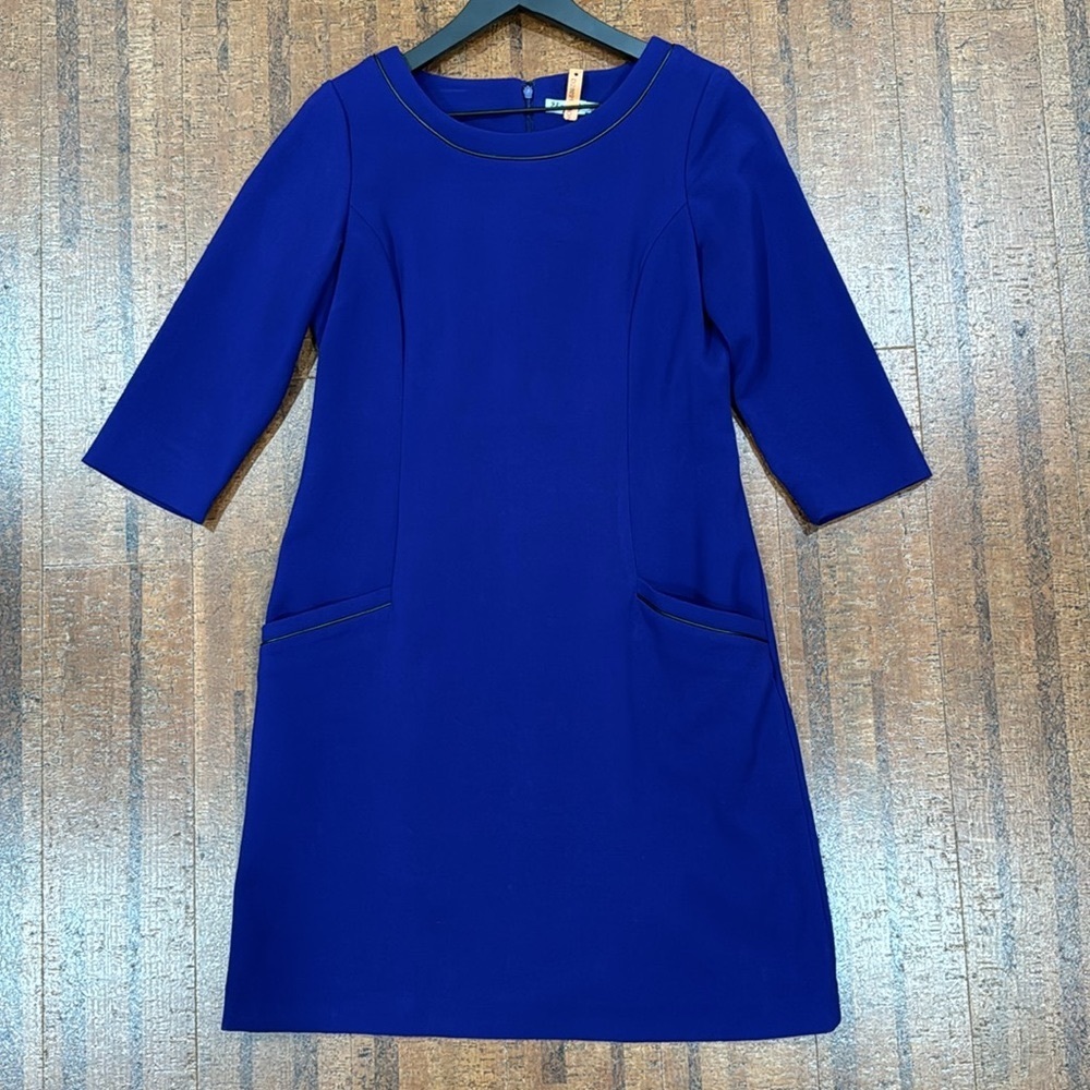 Eliza J Purple Sheath Dress EUC | Leather Piping, Shift Style, Special Occasion